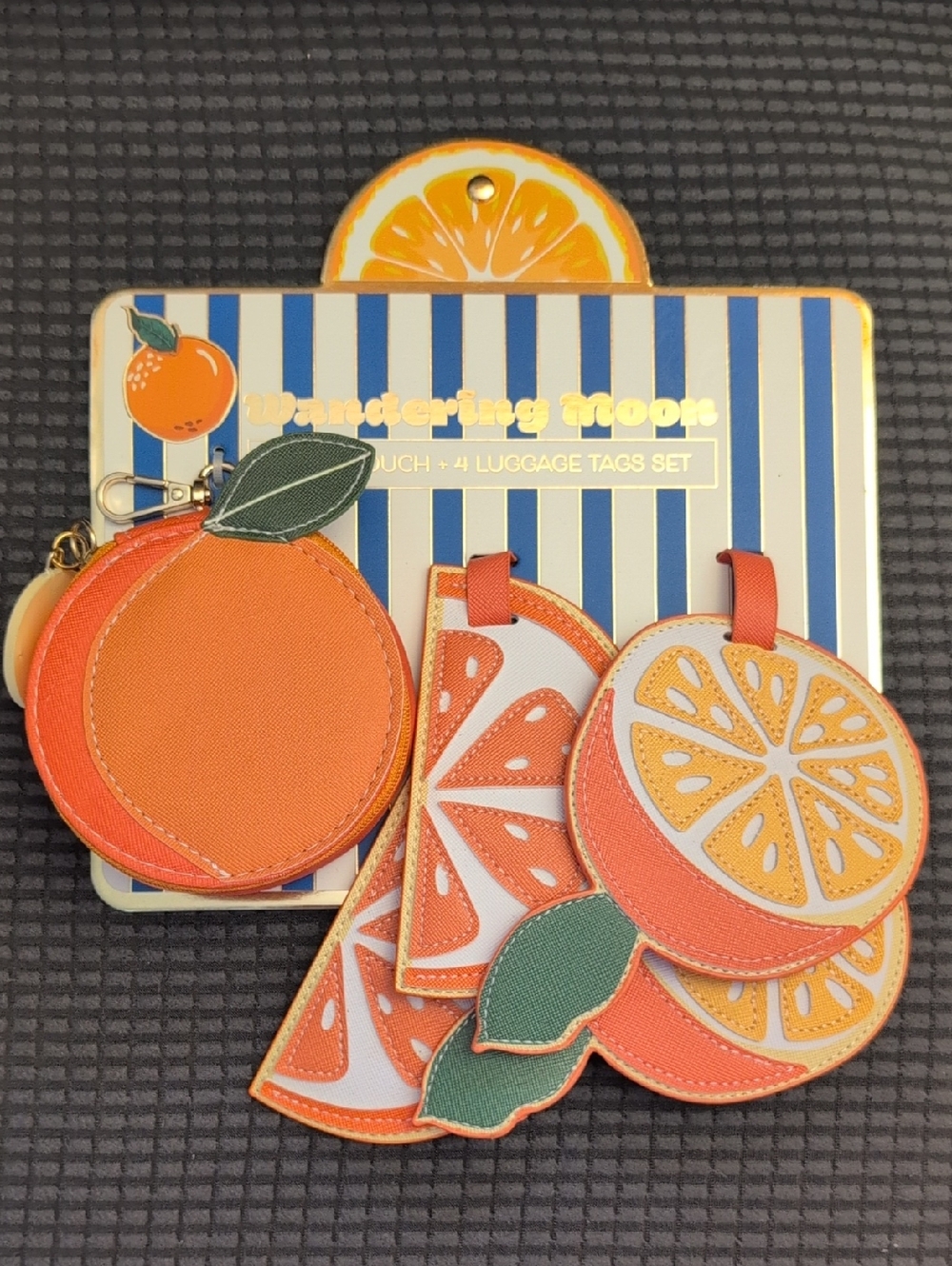 Wandering Moon Orange Citrus Luggage Tag Set and Zipper Pouch